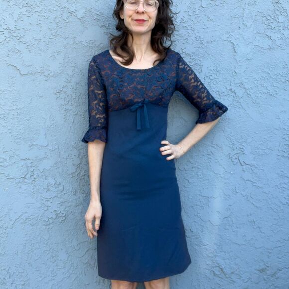 Retro Lace Dress Size XS with Victorian Edwardian Empire waist - Picture 1 of 10